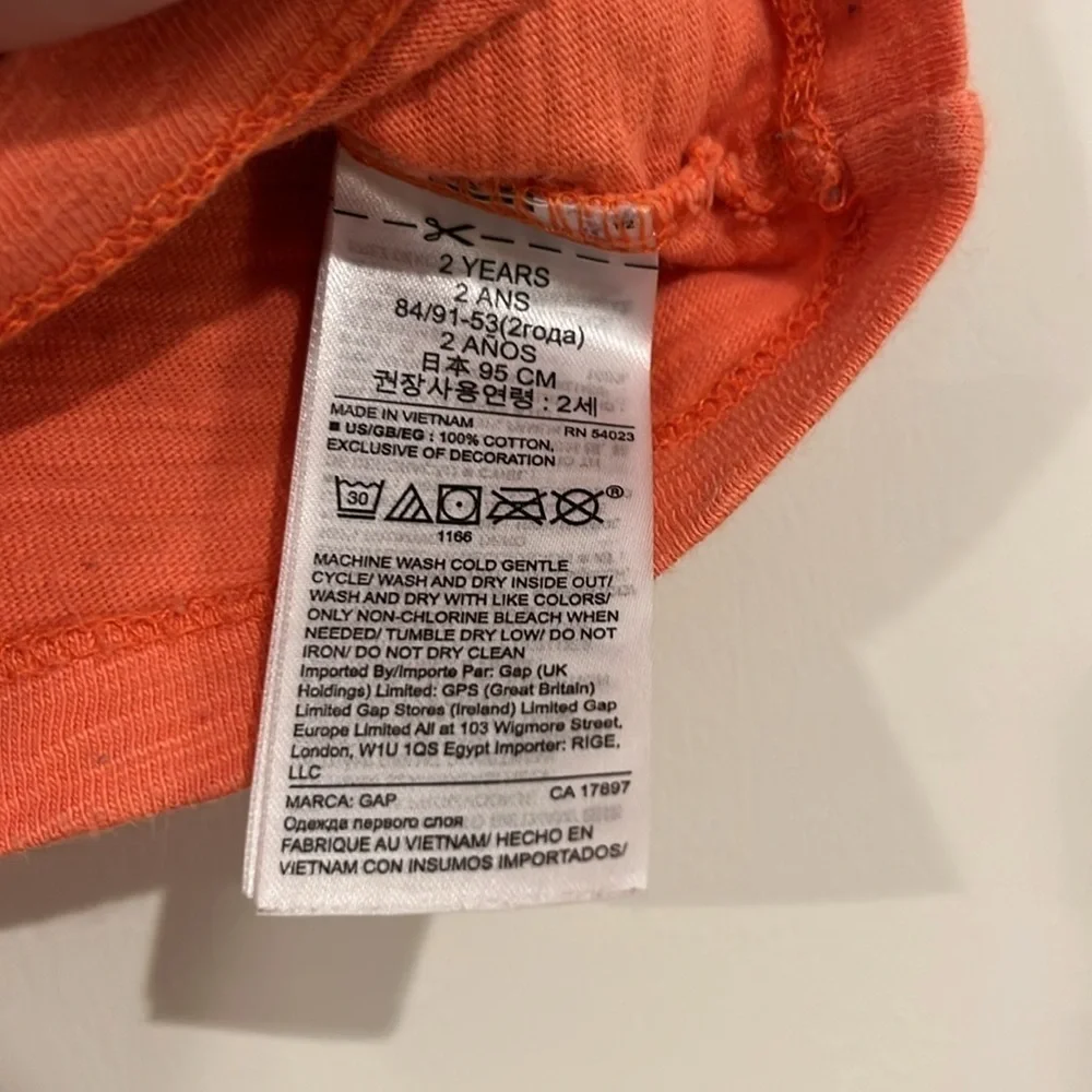 BABY GAP Toddler 2T Island Ocean Graphic Tee Short Sleeve Cotton Orange Navy